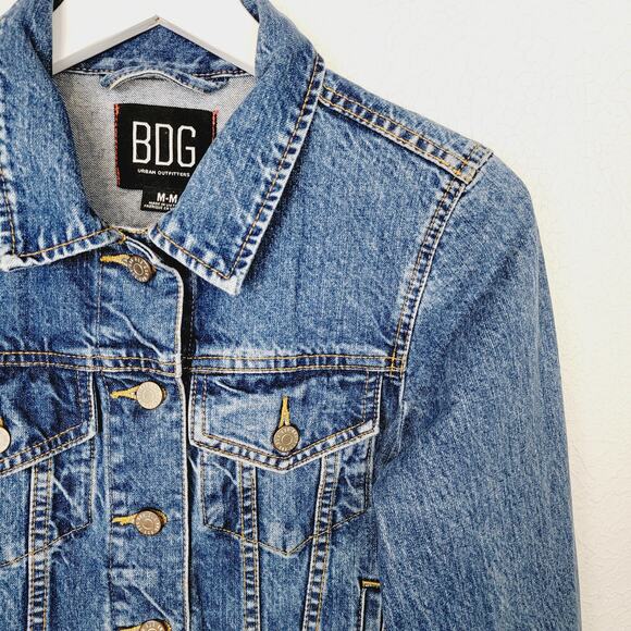 BDG Urban Outfitters Blue 100% Cotton Denim Trucker Jacket - Size M - Picture 3 of 5